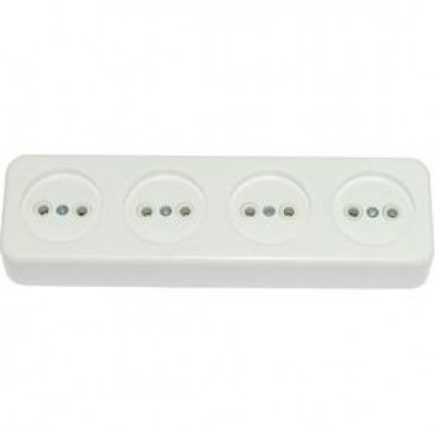 Колодка 4-я 16А белая наружная б.з. пластик АВС Харьков