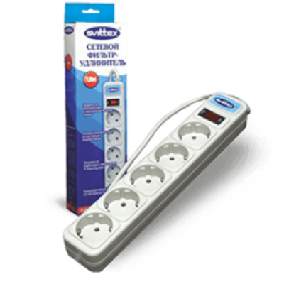 Сетевой фильтр SVITTEX SV-002 5 гнезд 3 м с заземлением и выключателем Сетевой фильтр SVITTEX SV-002 5 гнезд 3 м с заземлением и выключателем