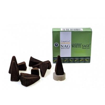 Golden nag  White Sage (Белый Шалфей)(Vijayshree)(10 конусов)(12шт/уп) конусы Golden nag  White Sage (Белый Шалфей)(Vijayshree)(10 конусов)(12шт/уп) конусы