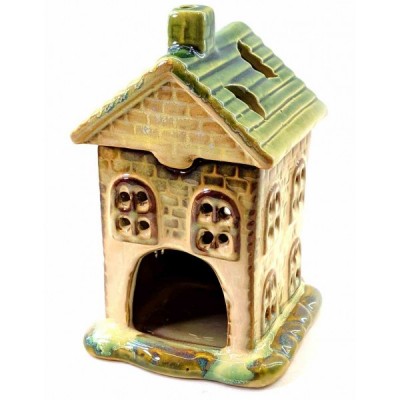 Аромалампа керамическая  'Домик' зеленая крыша (15х9х10 см)B Аромалампа керамическая  'Домик' зеленая крыша (15х9х10 см)B