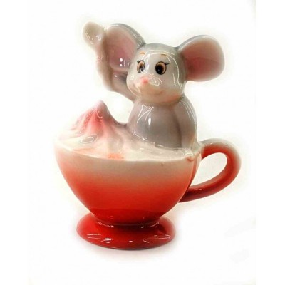 Мышка в чашке со сливками фарфоровая (8х7х6 см)