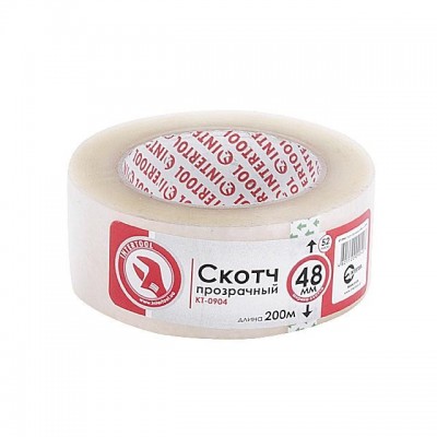 Скотч прозрачный 48мм*200м*52мкм INTERTOOL KT-0904