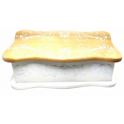 Шкатулка 'Молочный прованс' с фигурной крышкой (26.5х15.5х9.5 см) ольха, липа C