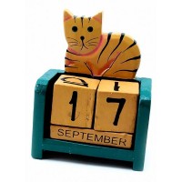 Календарь настольный Кот  деревянный (9х7х4 см)
