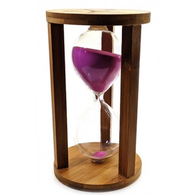 Часы песочные бамбуковые 60 мин розовый песок (19х11х11 см)