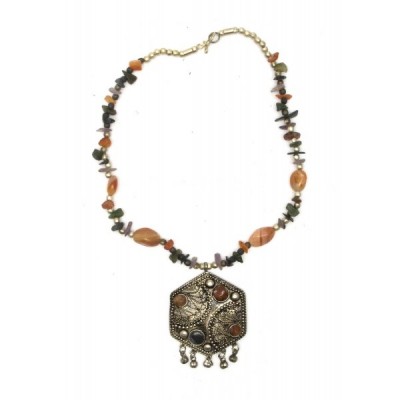 Ожерелье с каменьями агата и кулоном 'Шестигранник'