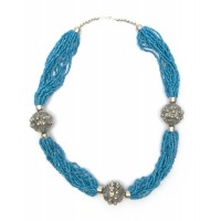 Ожерелье из биссера и металла 'Синее'  (35 см)