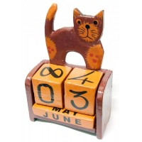 Календарь настольный  Кот дерево  (14,5х10х5,5 см) коричневый