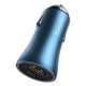 Baseus (TZCCJD-03)  Golden Contactor Pro Dual Quick Charger Car Charger U+C 40WWith Baseus Simple Wisdom Data Cable Type-C to iP 1m — TZCCJD-03 Blue