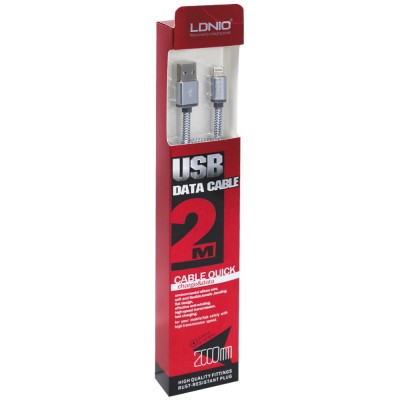 Кабель Lightning 2.4A (2m) Ldnio LS17 White