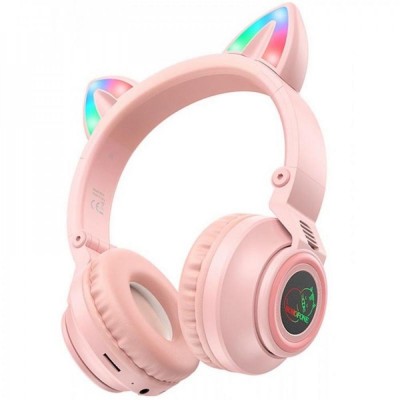 Навушники Bluetooth — Borofone BO18 Cat ear — Pink