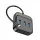USB Ethernet Adapter Easy link 4-in-1 Gigabit USB C to USB3.0*3+RJ45(L=0.2M) — Hoco HB35  — Black