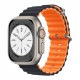 Ремінець Ocean Band Design Apple Watch 42 mm 44 mm 45 mm 49 mm — Orange & Midnight Blue