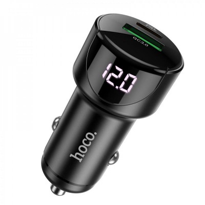 Car Charger | 20W | PD | QC3.0 | Digital Display — Hoco Z42 — Black