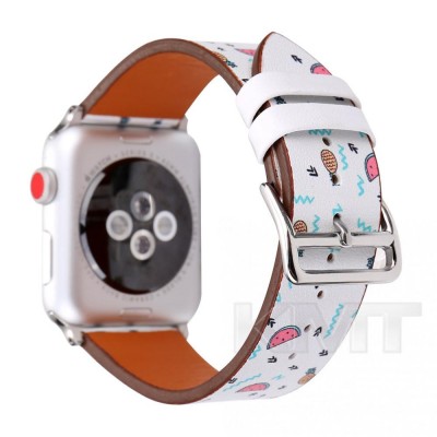 Ремінець Leather Series Flower Pattern — Apple Watch 38 mm | 40 mm | 41 mm — Fruit Flamingo