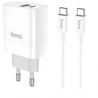 Home Charger 20W PD QC3.0 C to C Cable (1m) Hoco C80A — White Home Charger 20W PD QC3.0 C to C Cable (1m) Hoco C80A — White