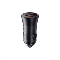 Car Charger | 60W | 2U — Baseus (CGJM0000) Golden Contactor Max Dual Fast Charger — CGJM000013 Dark Gray