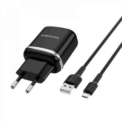 Home Charger | 18W | QC3.0 | Micro Cable (1m) — Borofone BA36A — Black
