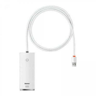 HUB Adapter — Baseus(WKQX0301) Lite Series 4-Port USB-A  (USB-A to USB 3.0*4 ) 1m — WKQX030102 White