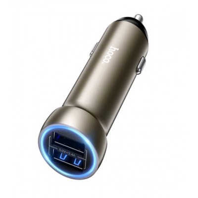 Car Charger 3.4A 2U Hoco Z54 — Metal Grey