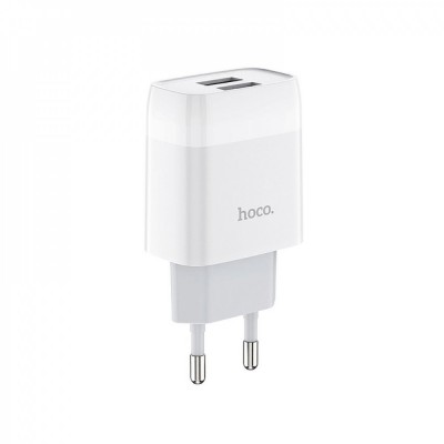 Home Charger | 2.4A | 2U — Hoco C73A — White Home Charger | 2.4A | 2U — Hoco C73A — White