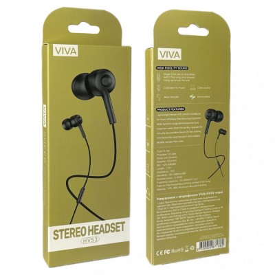 Навушники з мікрофоном 3.5mm —  Viva HV53 — Black