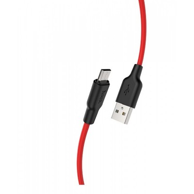 Кабель Micro 2.4A (1m) — Hoco X21 Plus Silicone — Blackred