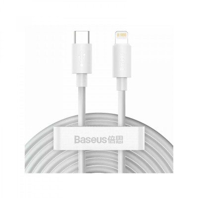 Кабель USB C to Lightning 20W PD (1.5m) — Baseus (TZCATLZJ-02) Simple Wisdom Data Kit (2PCS/Set) White