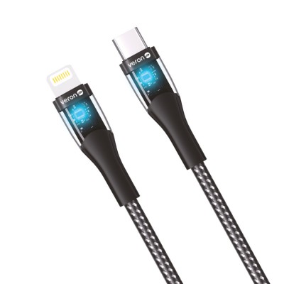 Кабель USB C to Lightning 27W (1.2m) — Veron CL01 Nylon LED — Blue