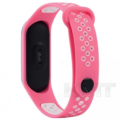 Ремінець Silicone Sport Nike — Xiaomi Mi Band 5 | 6 — Pink & White