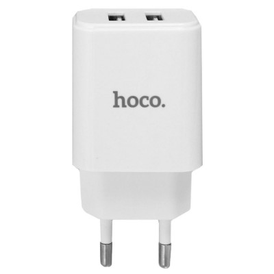 СЗУ и кабель Lightning « Hoco - C62A Victoria »  — 2 USB —  2.1A — (EU) White