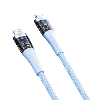 Кабель USB C to Lightning 27W PD (1.2m) — Veron CL05 Nylon Blue — Blue