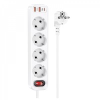 Power Extension 2U | 4P | 1C 20W | 1.8m | EU — Hoco NS1 Aura — White