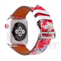 Ремінець Leather Series Flower Pattern — Apple Watch 38 mm | 40 mm | 41 mm — Red Flower Arrows