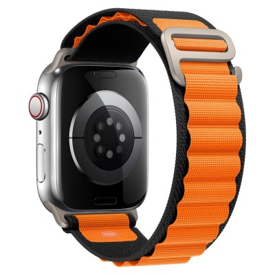 Ремінець Alpine Loop Design Apple Watch 42 mm 44 mm 45 mm 49 mm — Black & Orange