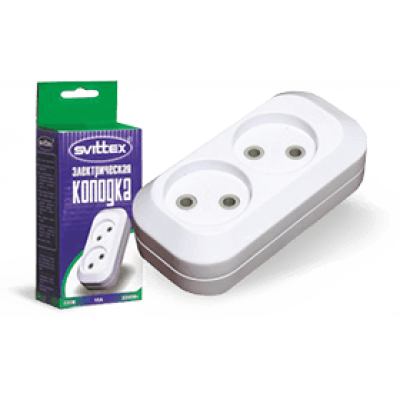 SV-009. Розетка (колодка) SVITTEX двухместная без земли