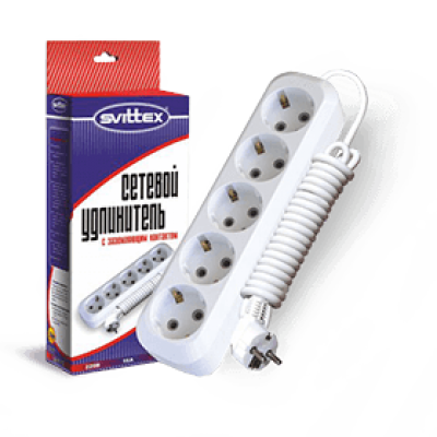 SV-016-10. Удлинитель SVITTEX 5 гнезд с заземлением 10 м SV-016-10. Удлинитель SVITTEX 5 гнезд с заземлением 10 м