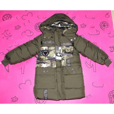 Удлиненная куртка для мальчика Звезда Fashion хаки осень-весна Артикул: 0517