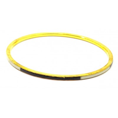 Браслет медный с бело-черными костяными вставками  (d-7 см, ширина 4 мм)