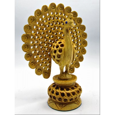 Павлин деревянный резной (14см) код 18215