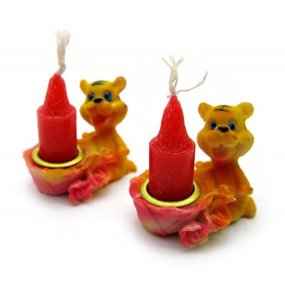 Тигр подсвечник со свечей (12 шт/уп)(4 см)