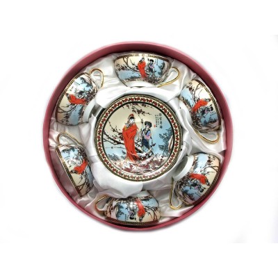 Сервиз круглый фарфор (70мл.)(6CCS102) 6 чашек+ 6 блюдец Сакура(h-4см, d-7,3см,d блюдца 11 см) Сервиз круглый фарфор (6CCS102) 6 чашек+ 6 блюдец "Сакура" (10шт.в ящ.) код 18976