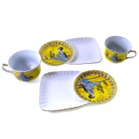 Сервиз фарфор (170 мл)(2C141-4) 2 чашки + 2 блюдца Китаянка (h-6,5 см,d-8,5см,блюдце 21х12 см)