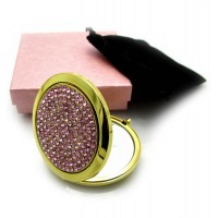 Зеркальце косметическое Стразы золото 18583 Розовый (в коробке + чехольчик) Зеркальце косметическое Стразы золото 18583 Розовый (в коробке + чехольчик)