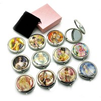 Зеркальце косметическое Гейша хром (d-7 см) (в коробке + чехольчик)