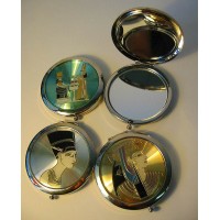 Зеркальце косметическое Египет хром (d-7 см)(в коробке + чехольчик)