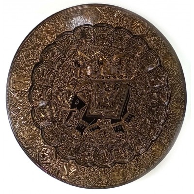 Тарелка бронзовая настенная Раджа на слоне (d-49 см)B