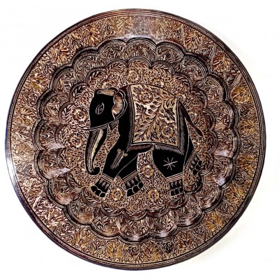 Тарелка бронзовая настенная Слон (d-49 см)
