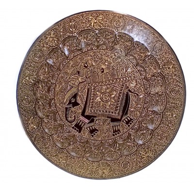 Тарелка бронзовая настенная Раджа на слоне (58 см)