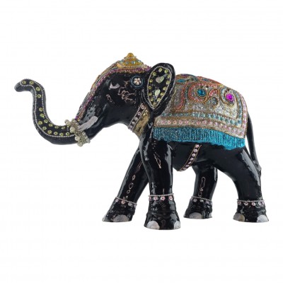 Слон алюминиевый с инкрустацией зеленый (28х44х15 см)